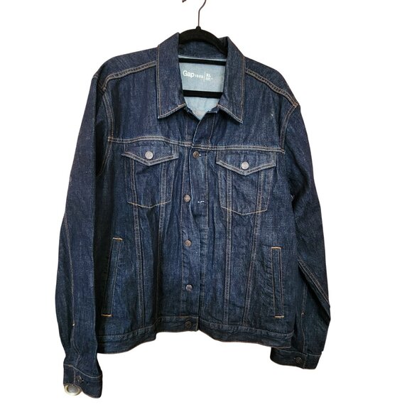 Mens Gap 1969 Denim Jacket XL Dark Wash Cotton Casual Button-Front - Picture 1 of 3